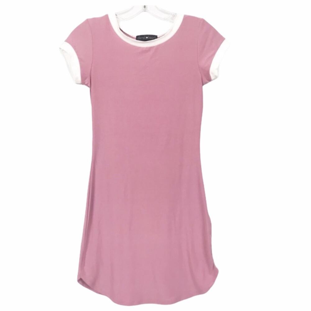 Derek Heart Pink Ringer T-Shirt Dress